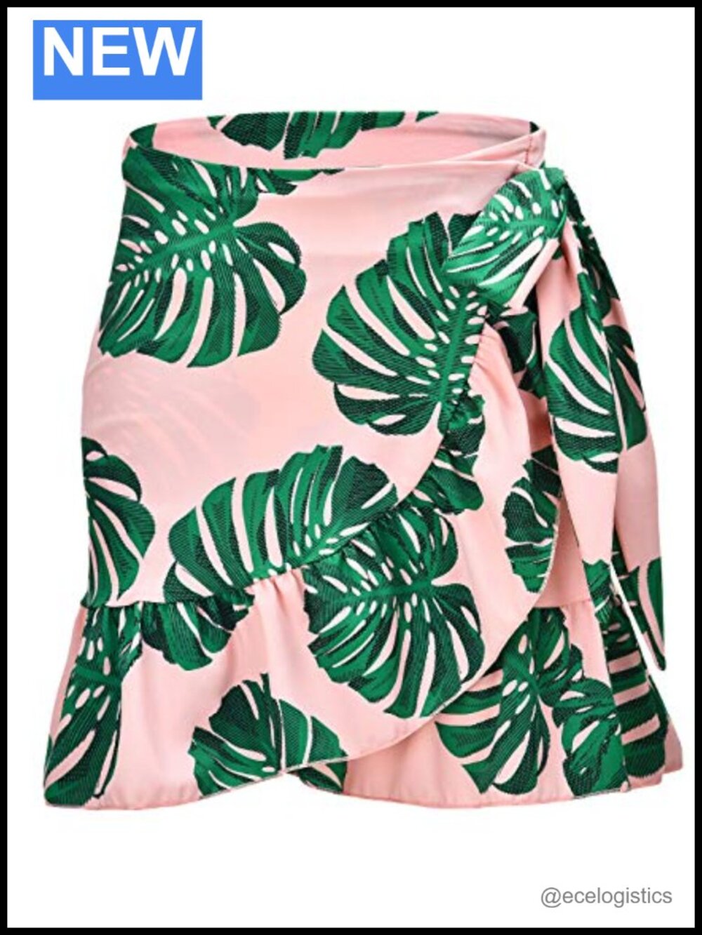 UPF 50+ Women Ruffle Sarong Beach Wrap Swimsuit Cover Up Swim Skirt Bikini